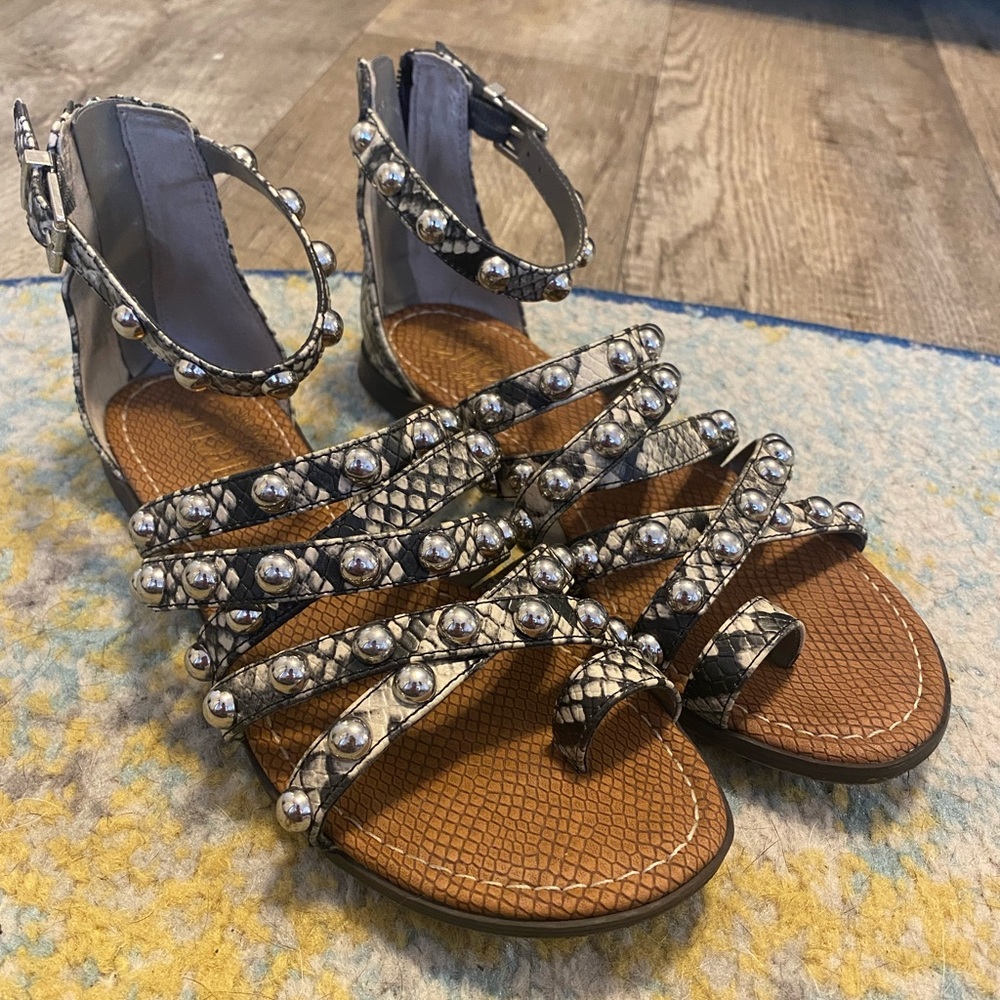 Circus by Sam Edelman Silver Stud Snakeskin Sandal